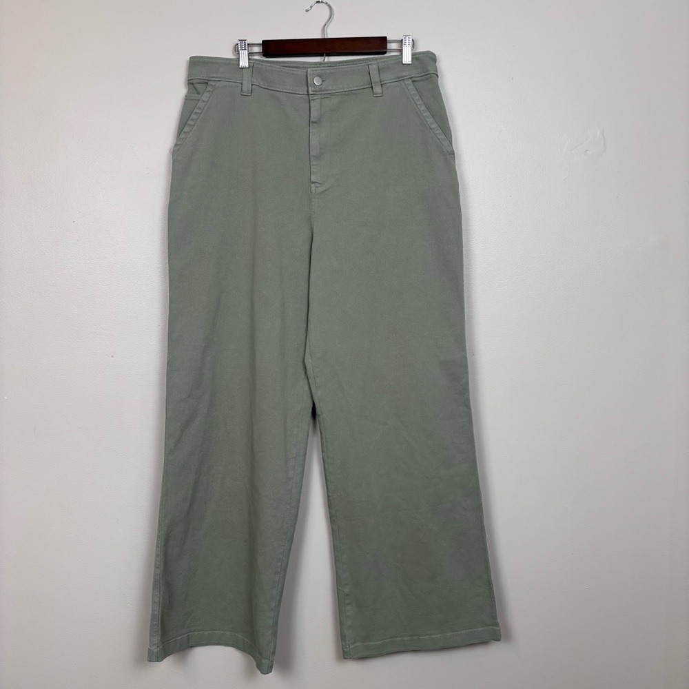 BP Pants Womens 16 Green Halo High Waist High Rise Wide Leg Twill